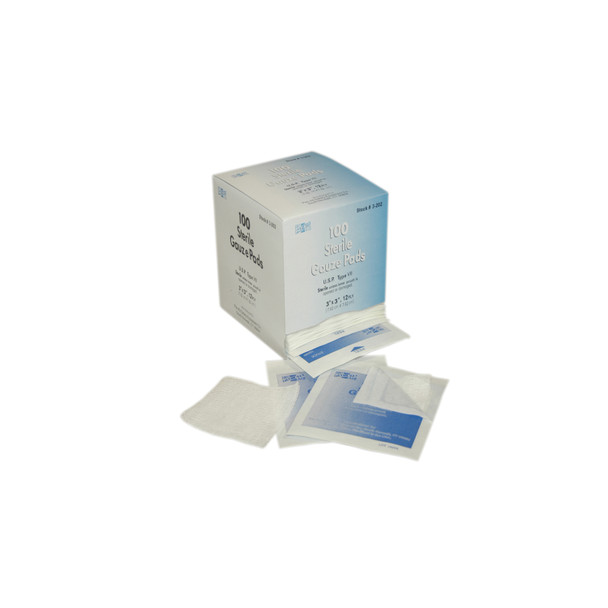 First Aid Only/Acme United Corporation 3-202 Sterile Gauze Pads, 3\in.x3\in., 100/bx (DROP SHIP ONLY - $150 Minimum Order) , box