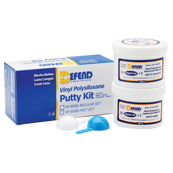 Mydent VP-8006 Vinyl Polysiloxane Putty Kit-Regular Set. Includes 2x300 mL jars + 2 scoops , kit