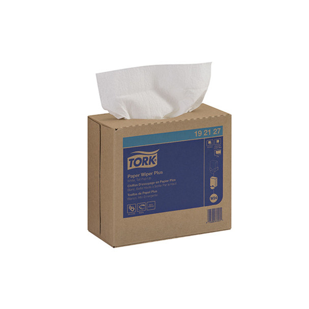 Essity Professional Hygiene North America, LLC 192127 Paper Wiper Plus, Pop-Up Box, 1-Ply, White, 16.3in. x 9.3in., 100 sht/bx, 8 bx/cs (40 cs/plt) , case
