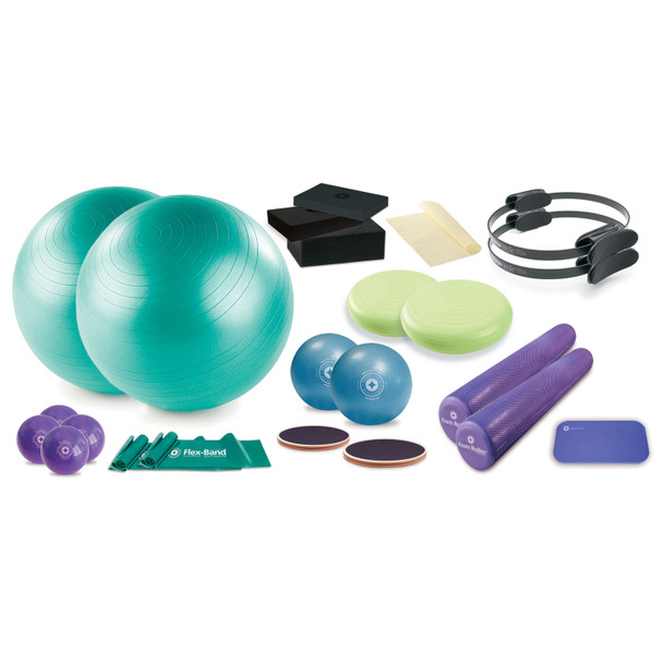 Merrithew ST-06075 Rehab Accessory Bundle Includes 4 each: 1lb Toning Ball; 2 each: Fitness Circle® Lite; Foam Roller Deluxe; 65 cm Stability Ball™; Non-Latex Flex-Band; Mini Stability Ball™; Rotational Disks; Stability Cushion; 1 each: Foam Cushions