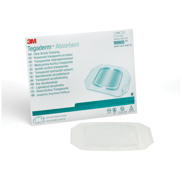 Solventum Corporation TEGADERM™ 90805 Dressing, Large Square, Pad Size 5.9\in. x 6\in., Overall Size 7.9\in. x 8\in., 10/bx, 4 bx/cs (Continental US+HI Only) , case