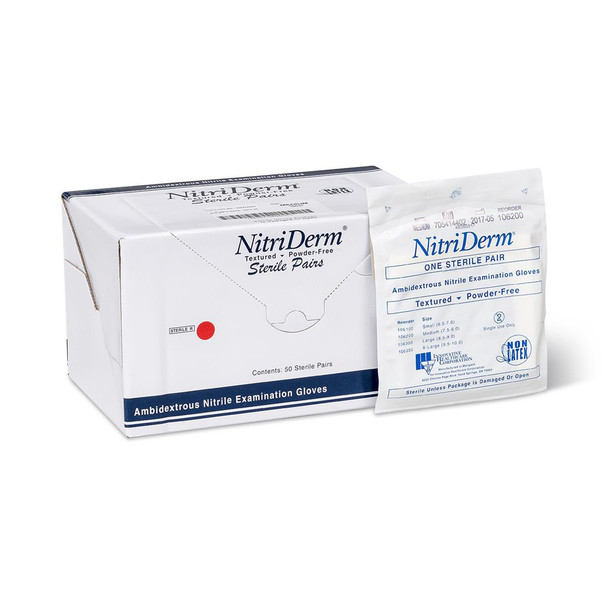 Innovative Healthcare Corp., Inc. NITRIDERM® 106200 Gloves, Exam, Medium, Nitrile, Sterile, PF, Pairs, 9in. Cuff, 50 pr/bx, 4 bx/cs (96 cs/plt) , case