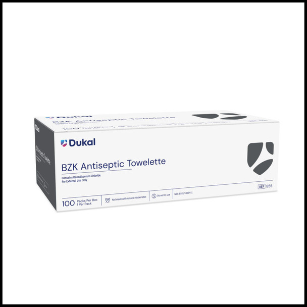 Dukal Corporation 855 BZK Towelette, 5in. x 8in., 1/pch, 100 pch/bx, 20 bx/cs (Not Available for sale into Canada) , case