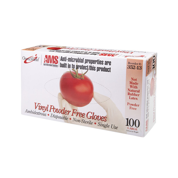 Omni International Corp. INTERNATIONAL OMNISHIELD™ 352-13 Vinyl Multi-Purpose Glove, Antimicrobial, Large, Clear, Powder Free (PF), 100/bx, 10 bx/cs (DROP SHIP ONLY) (Please see the Vendor Information Page for freight information) , case