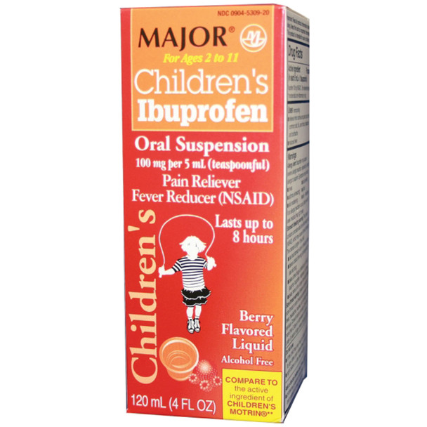Major Pharmaceuticals 700760 Ibuprofen, Oral Suspension, Berry, 118mL, Compare to Motrin®, NDC# 00904-5309-20 (US Only) , each