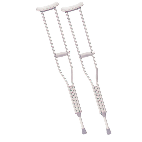 Drive DeVilbiss Healthcare 10400-8 Crutch, Adult, Aluminum, Height (Highest Setting, Armrest to Floor) 53in., Height (Lowest setting Armrest to Floor) 45in., Patient Height 5 ft 2in. to 5 ft 10in., 8pr/cs (Surcharge May Apply) (To Be DISCONTINUED) , 