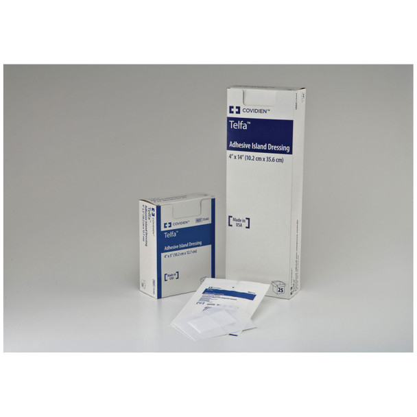 Cardinal Health 7550- Adhesive Island Dressing, 4in. x 4in., 25/bx, 8 bx/cs (Continental US Only) (Item on Manufacturer Backorder – Inventory Limited when Available) , each