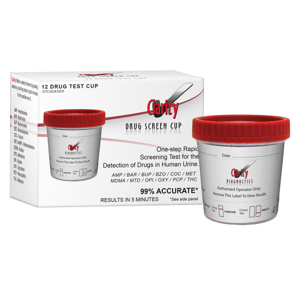 Clarity Diagnostics, LLC OTC-DOA12CP Clarity 12 Drug Round Cup, OTC Approved For Home Use 8/bx , box