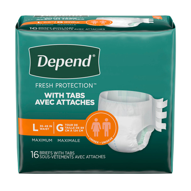 Kimberly-Clark Consumer DEPEND™ 35458 Overnite Briefs, Maximum Absorbency, Large/ X-Large, 16/pkg, 3 pkg/cs (US Only) , case