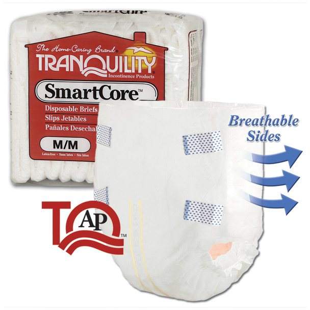 Principle Business Enterprises BUSINESS TRANQUILITY® SMARTCORE™ 2312 Brief, Medium Adult, 32in.-44in., 24.0 fl oz Capacity, 12/pk, 8 pk/cs (US Only) , case