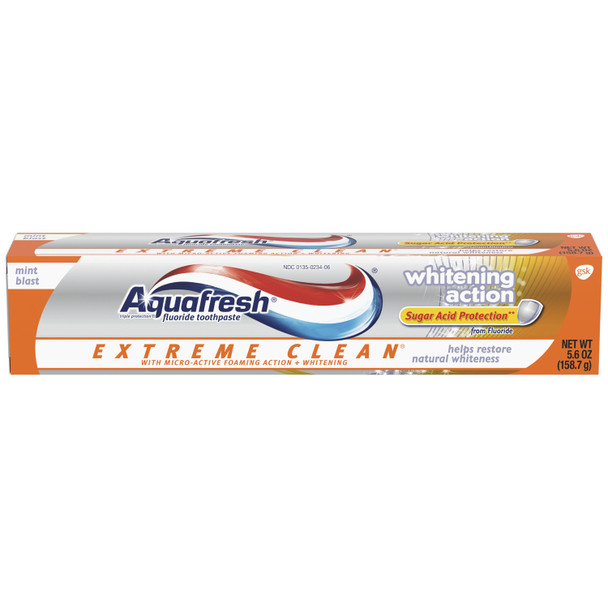Haleon US Services Inc. AQUAFRESH® 33873C Aquafresh® Extreme Clean® Fluoride Toothpaste with Whitening Action, Mint Blast flavor, 5.6 oz. tube, 12/cs (Item is Non-Returnable) , case