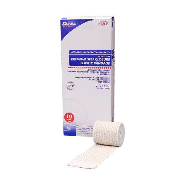 Dukal Corporation 512LF Elastic Bandage with Self Closure, 2in. x 5yd, Non-Sterile, Latex Free (LF), 10/bx, 5 bx/cs , case