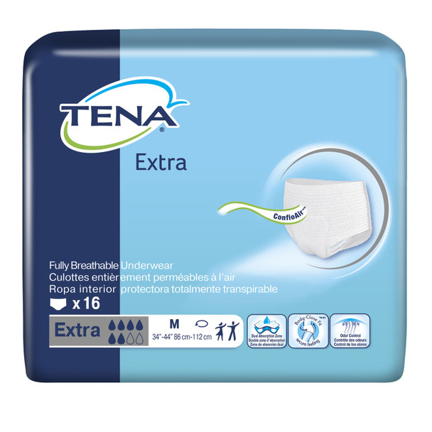 Essity Health & Medical Solutions HMS TENA® 72232 Protective Underwear, Unisex, Medium, 34in. - 44in. Hip Size, White, 16/pk, 4 pk/cs (Continental US Only) , case