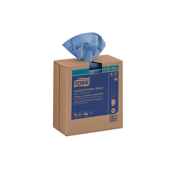 Essity Professional Hygiene North America, LLC 440245A Industrial Paper Wiper, Pop-Up Box, Blue, 4-Ply, W24, 16.5in. x 8.5in., 90 sht/bx, 10 bx/cs (36 cs/plt) , case