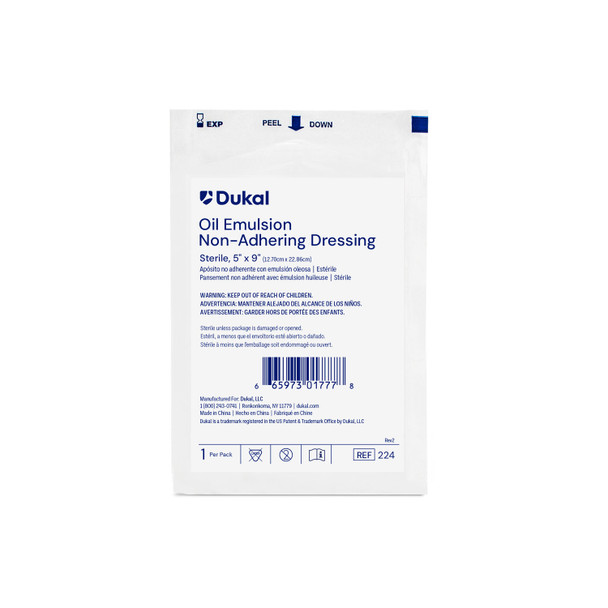Dukal Corporation 224 Oil Emulsion Dressing, 5in. x 9in., Sterile, 1/pk, 12 pk/bx , box