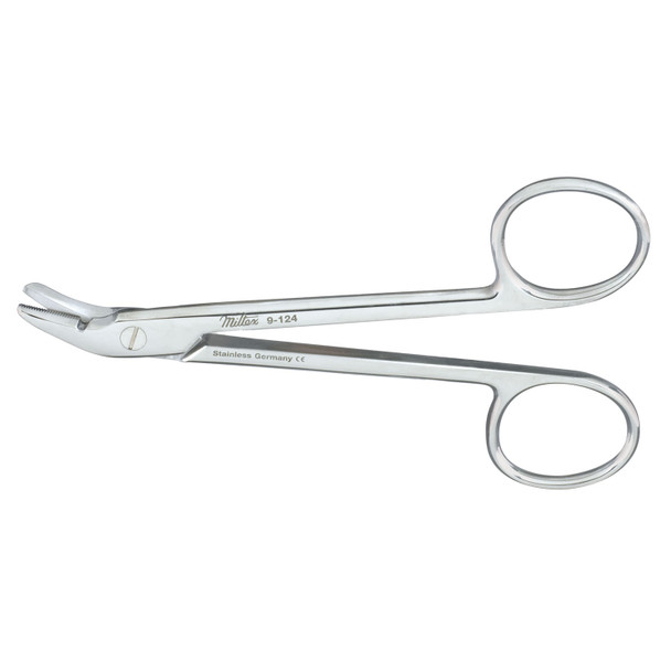 Integra Miltex 9-124TC Wire Cutting Scissors, 4¾in., One Serrated Blade, Carb-N-Sert, Angled To Side , each