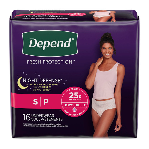 Kimberly-Clark Consumer DEPEND® 51701 Underwear, Overnight, Small, Women, 16/pk, 4 pk/cs (US Only) , case