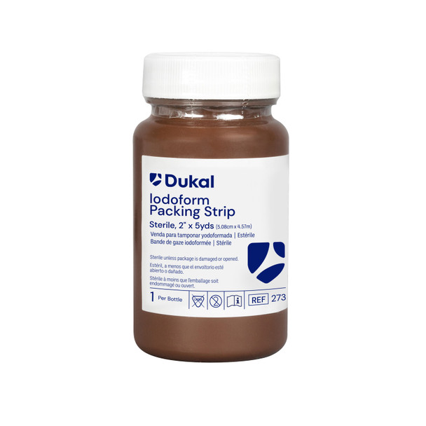 Dukal Corporation 273 Iodoform 5% Packing Strips, 2in. x 5 yds, Sterile, 1/btl, 12 btl/bx , box