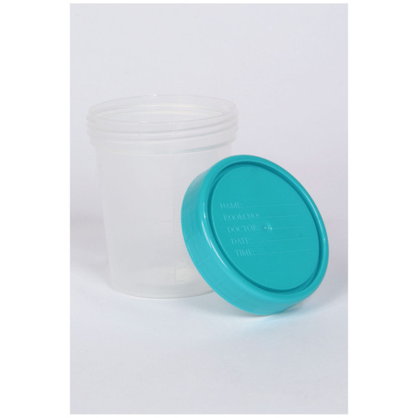 Medegen Medical Products, LLC GENT-L-KARE® 4653 Specimen Containers, Turquoise LiquaGuard® Lid, 500/cs (35 cs/plt) , case