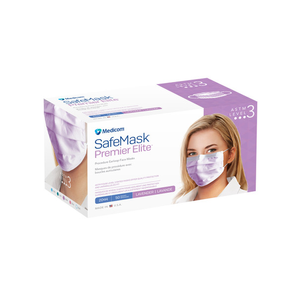 Medicom, Inc. SAFE+MASK® 2044 Earloop Mask, ASTM Level 3, Lavender, 50/bx, 10 bx/cs (Not Available for sale into Canada) , case