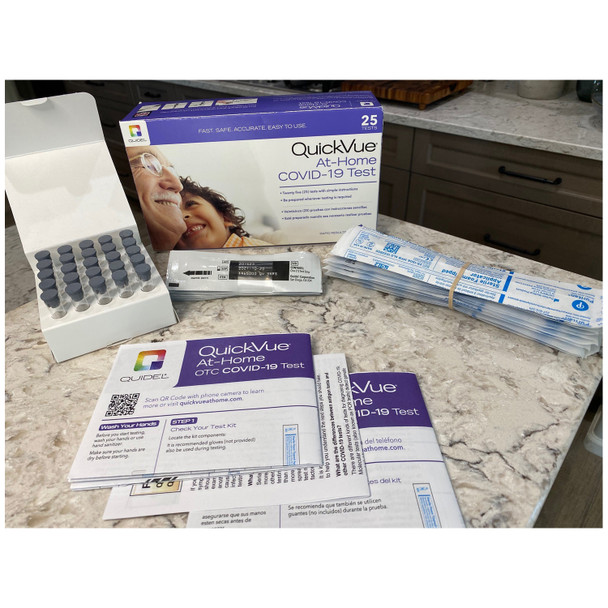 Quidel Corporation QUICKVUE® 20398 QuickVue At-Home OTC COVID-19, 25 test/kit (Continental US Only - including Alaska & Hawaii) (Extended Dating, see Letter; Short-Dated; Non-Returnable) , kit