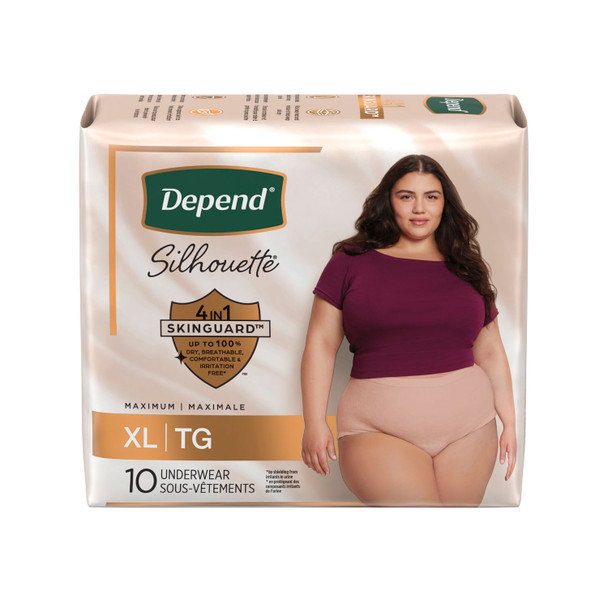 Kimberly-Clark Consumer DEPEND™ 55425 Silhouette Underwear, Female, Max Absorbency, Pink, X-Large, 10/pk, 2pk/cs (US Only) , case