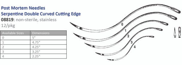 Cincinnati Surgical Company 08819-4 Suture Needle, Size 4, Post Mortem, Curved Cutting, 12/pk