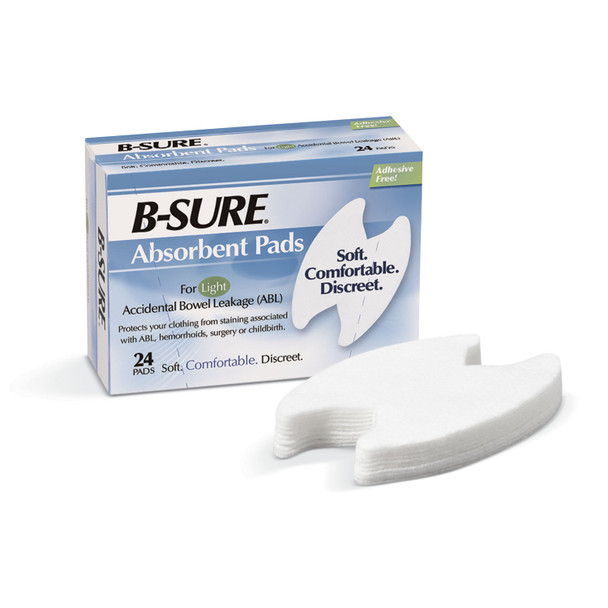 Birchwood Laboratories LLC B-SURE® 14-7031-224 Absorbent Pads for Accidental Bowel Leakage, 24/bx, 12 bx/cs , case