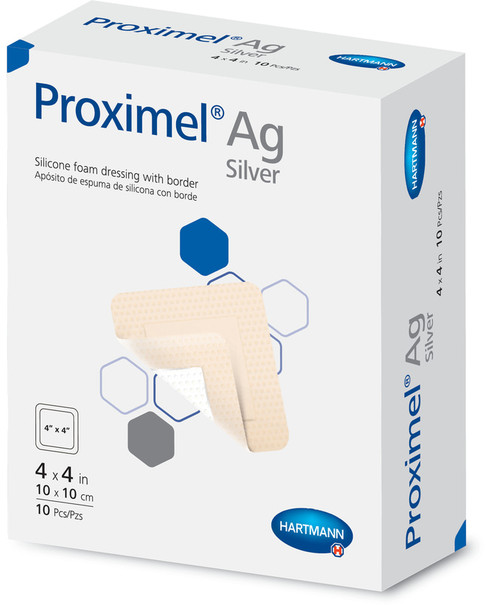 Hartmann USA, Inc. 15200000 Ag Silicone Foam Dressing with Border, 4in. x 4in., 10/bx, 6 bx/cs , case