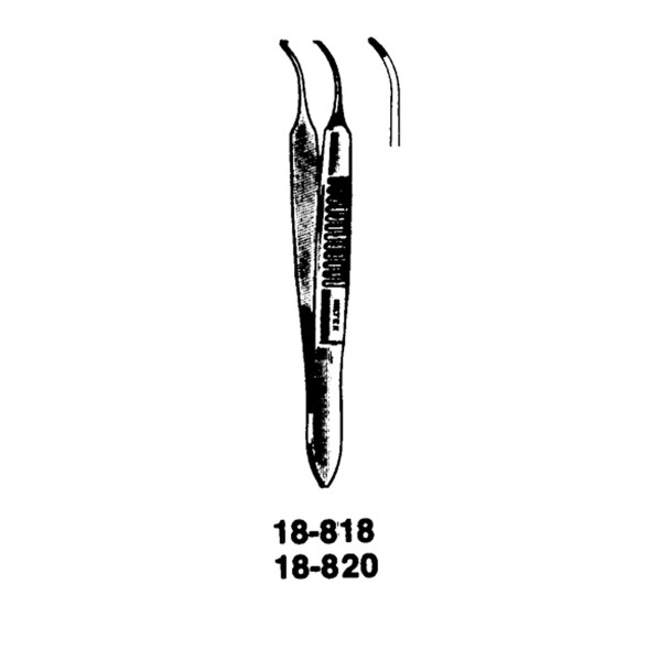 Integra Miltex 18-818 Graefe Forceps, 2¾in., Eye Dressing, Curved, Serrated , each