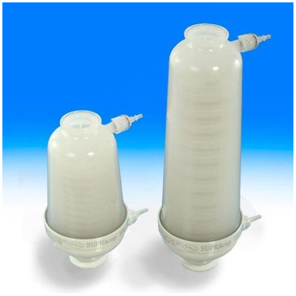 Cytiva PALL SUPRACAP™ NP5LPDP87 Supracap™ 100 Depth Filter Capsule, In-Line Style, 5in. Length, with Dual-Layer Media Grade PDP8 (6-30µm Retention Rating), ¼in. Hose Barb Inlet and Outlet , each