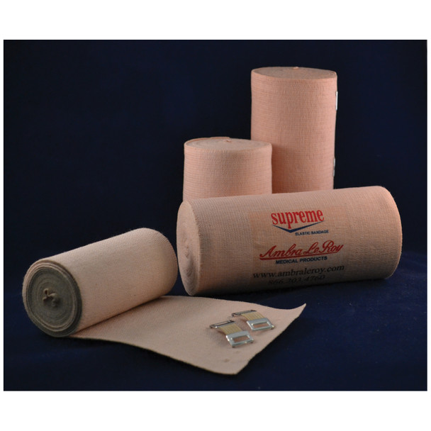 Ambra Le Roy 71650 Premium Elastic Bandage, Orthopedic, 6in. x 5 yds (Stretched) with Double Velcro Closure, Beige, Latex Free (LF), 10/bx, 5 bx/cs , case