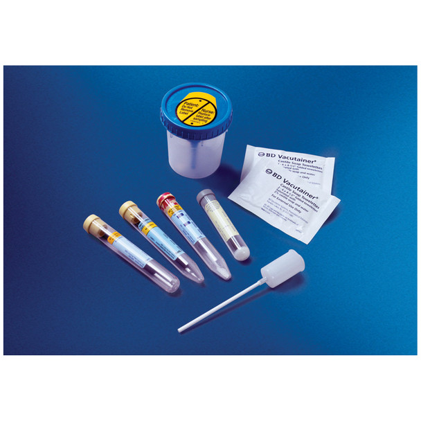 BD VACUTAINER® 364957 Urine Complete Kit: Collection Cups, 8mL Draw 16 x 100mm UA Preservative Plus Plastic Conical Bottom Tube, 4 mL Draw 13 x 75mm C&S Preservative Plus Plastic Tube & Castille Soap Towelettes, 50/cs (Temp Sensitive; Non-Returnable)