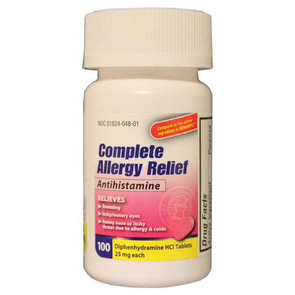 New World Imports WORLD IMPORTS CAREALL® DHC25 Diphenhydramine, 25mg, 100/btl, 24 btl/cs, Compare to Benadryl® (Not Available for sale into Canada) , case