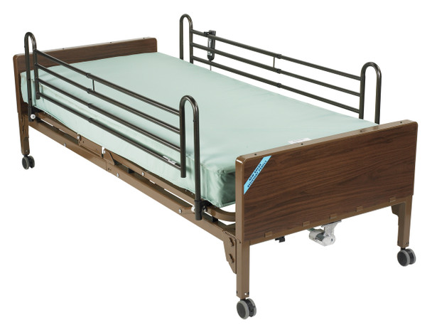 15030bv-pkg Drive Medical Delta Ultra Light Semi Electric Hospital Bed with Full Rails and Innerspring Mattress