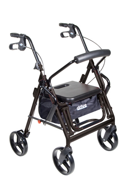 795bk Drive Medical Duet Dual Function Transport Wheelchair Walker Rollator, Black