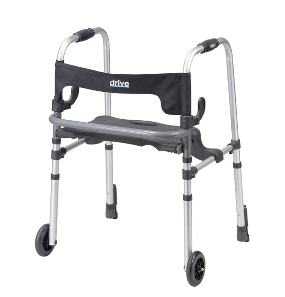 10233 Drive Medical Clever Lite LS Walker Rollator with Seat and Push Down Brakes