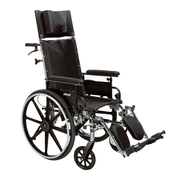pla418rbdfa Drive Medical Viper Plus GT Full Reclining Wheelchair, Detachable Full Arms, 18" Seat