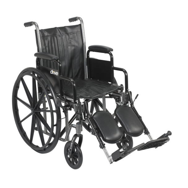 ssp218dda-elr Drive Medical Silver Sport 2 Wheelchair, Detachable Desk Arms, Elevating Leg Rests, 18" Seat