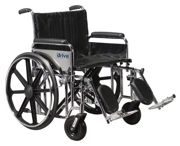 std20dfa-elr Drive Medical Sentra Extra Heavy Duty Wheelchair, Detachable Full Arms, Elevating Leg Rests, 20" Seat