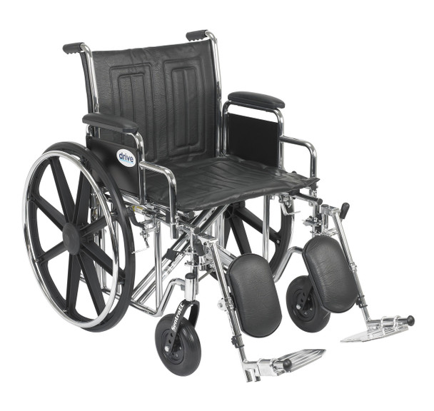 std20ecddahd-elr Drive Medical Sentra EC Heavy Duty Wheelchair, Detachable Desk Arms, Elevating Leg Rests, 20" Seat