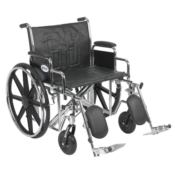 std24ecdda-elr Drive Medical Sentra EC Heavy Duty Wheelchair, Detachable Desk Arms, Elevating Leg Rests, 24"Seat