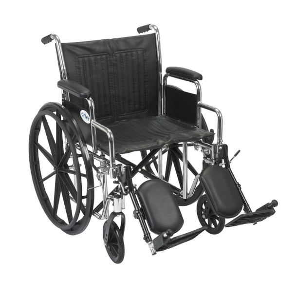 cs20dda-elr Drive Medical Chrome Sport Wheelchair, Detachable Desk Arms, Elevating Leg Rests, 20" Seat