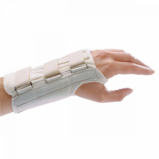 A915LS Patterson Medical Rolyan Beige D-Ring Wrist Braces, Long Length-Left, Small