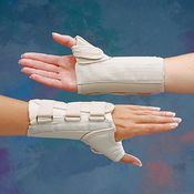 A6151 Patterson Medical Rolyan D-Ring Wrist and Thumb Spica Splints Original Beige, Left, X-Small