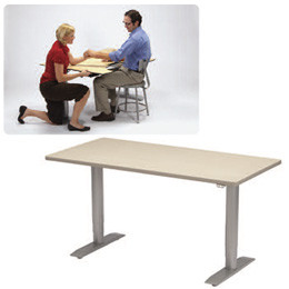 553648 Patterson Medical Vox Therapy Tables, 39" x 30", High Pressure Laminate, Dual Recess, Silverwood