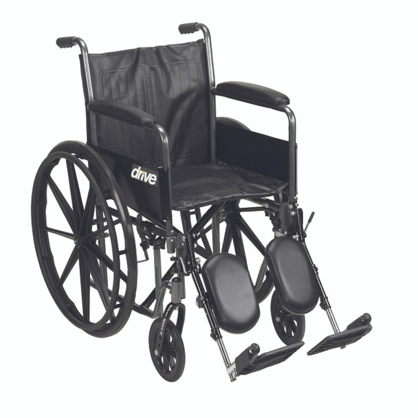 ssp216dfa-elr Drive Medical Silver Sport 2 Wheelchair, Detachable Full Arms, Elevating Leg Rests, 16" Seat