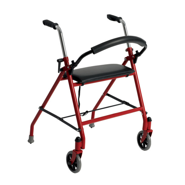 1239rd Drive Medical Two Wheeled Walker with Seat, Red