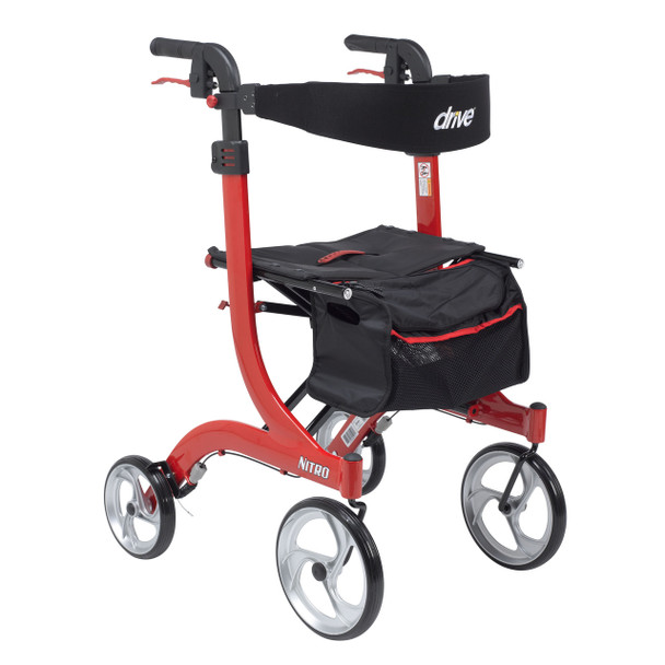rtl10266-t Drive Medical Nitro Euro Style Walker Rollator, Tall, Red