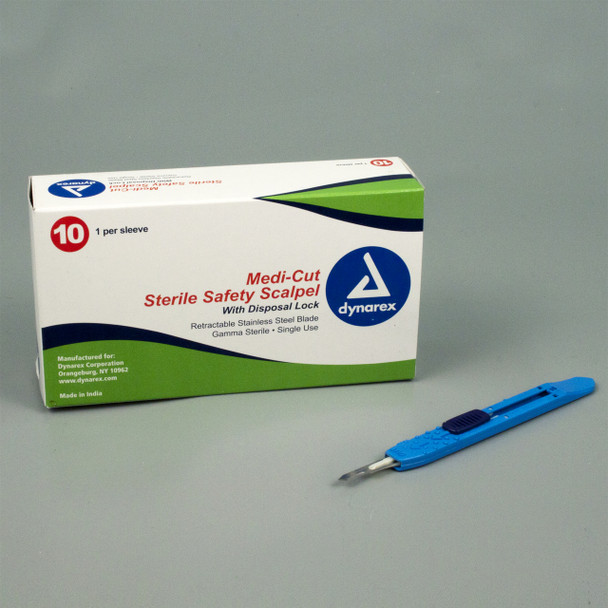 4165 Dynarex Safety Scalpels #15 Sterile 10/Box